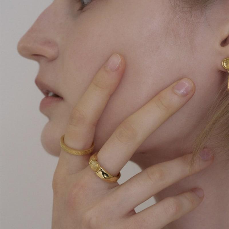 ovbeige [VEI] 925silver STONE BOLD RING_RUTILATED QUARTZ