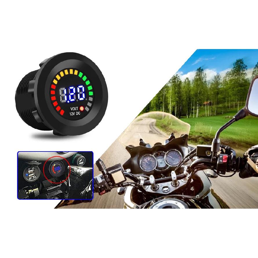 12 V Motorcycle Car LED Digital Display Voltmeter Waterproof Voltage Volt Meter Gauge Black New