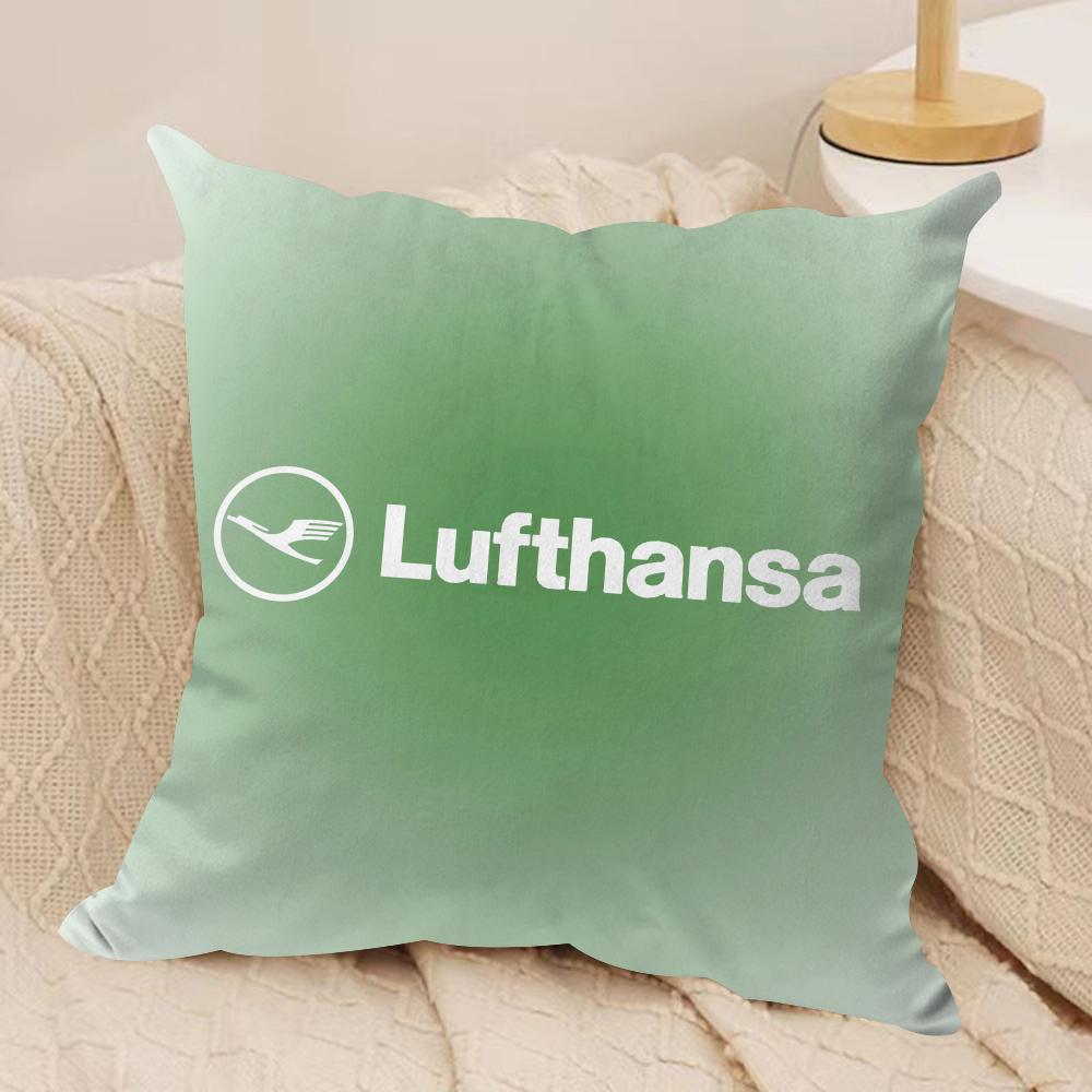 L-Lufthansa German Airlines Cushion Cover Soft Plush Fabric Double-Sided Printed Sofa Cushion Cover for All Seasons Home Decor