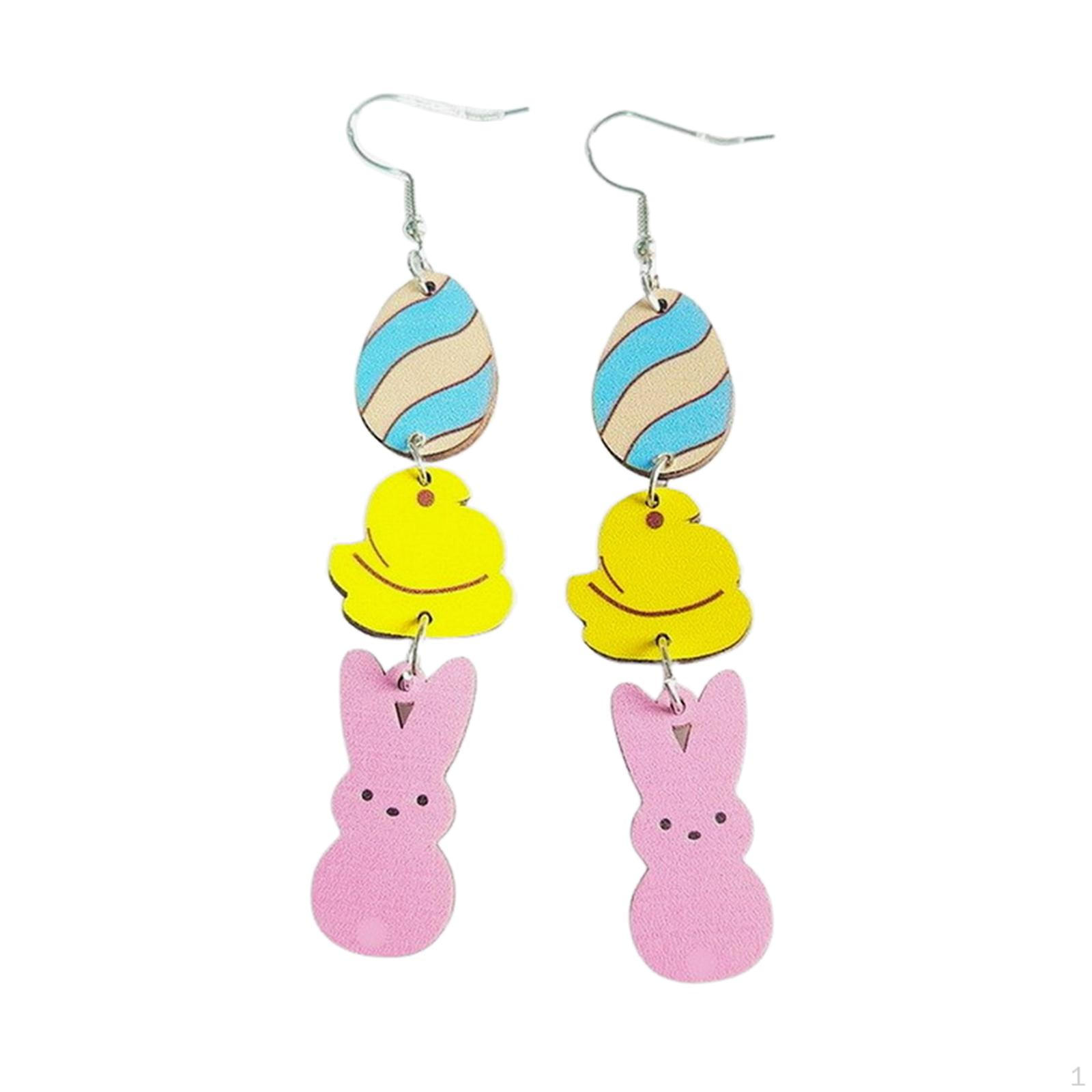 Cute Easter Earrings Animal Dangle Jewelry Lightweight Statement Ear Pendants Egg rabbit shape