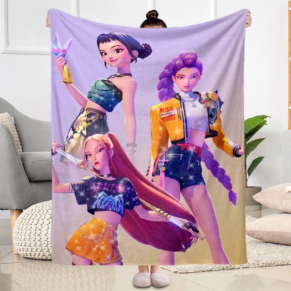 K-pop Demon Squad Blanket Durable Comfort Suitable for Sofa Office Livingroom for All Occasions Modern Style