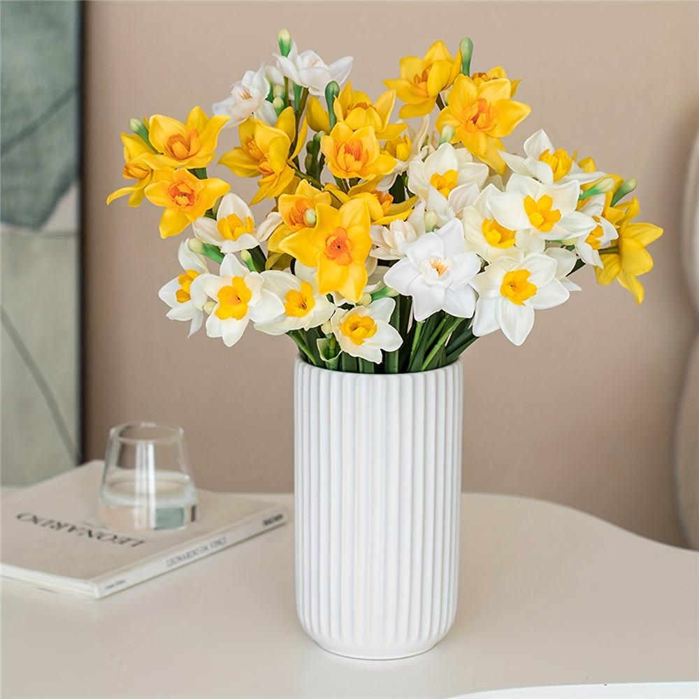 3/5 Pack Artificial Daffodil Swags Plastic Faux Narcissus Flower Bundle for Home Decor