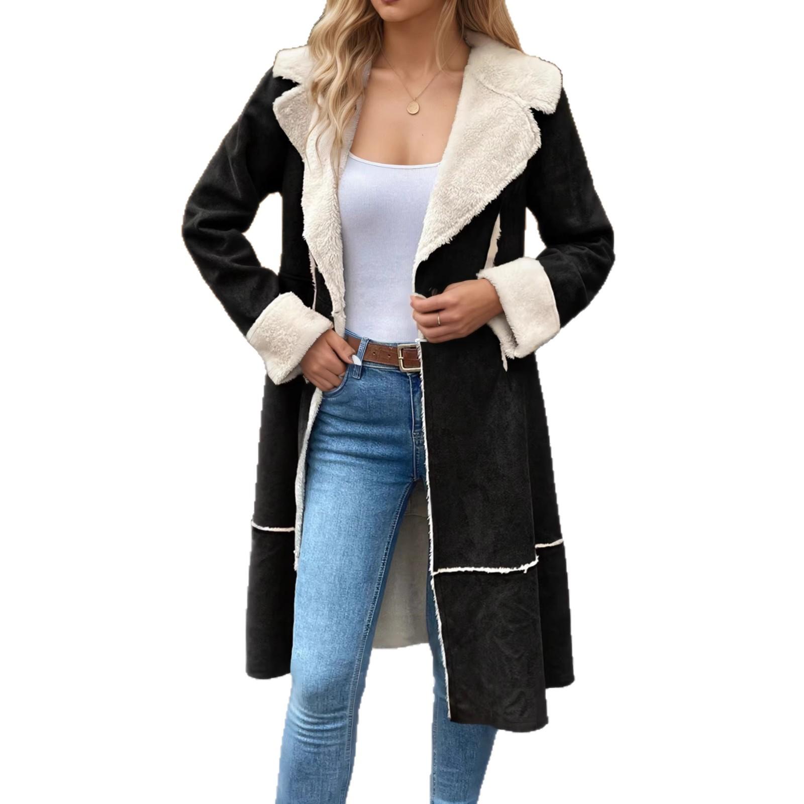 European and American winter women s cotton-padded clothes casual retro medium and long velvet composite velvet warm women s jacket european and american code s