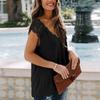 Women's Fashion Elegant V-neck Lace Printed Short Sleeve Casual Loose Cool Top