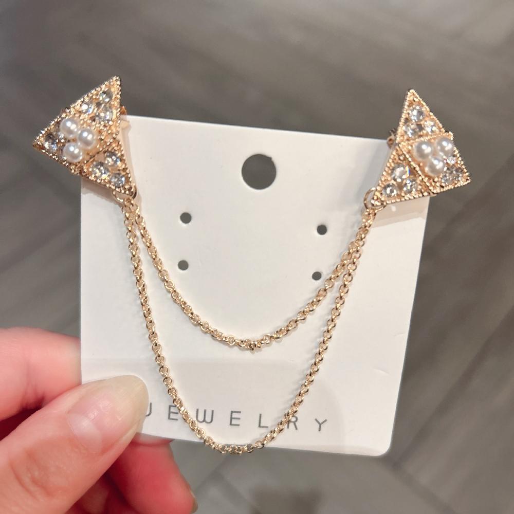 New Fashion Rhinestone Pearl Star Brocohes for Women and Men Tassel Chain Corsage Lapel Pins Luxulry Jewelry Accessories