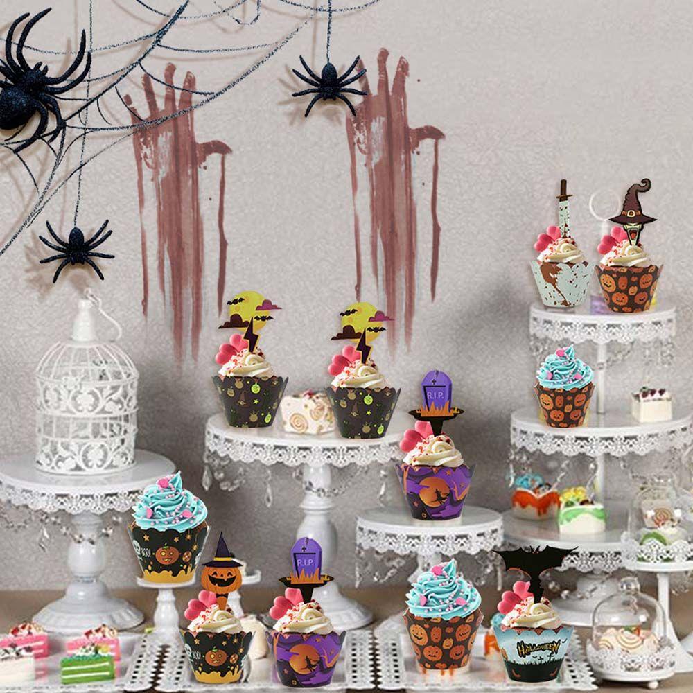 Bat Pumpkin Halloween Decoration Cupcake Tray Muffin Cases Cupcake Wrapper Paper Cup Cake Topper