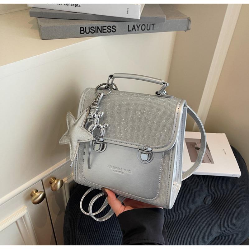 Diamond-encrusted college style double shoulder small bag women's new niche light luxury travel small backpack student class schoolbag