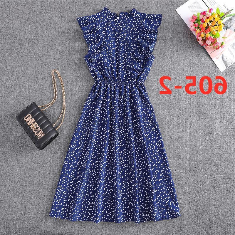 Summer 2023 Women's Polka Dot Chiffon Dress - Loose, Versatile, European and American Style, Mid-Length.