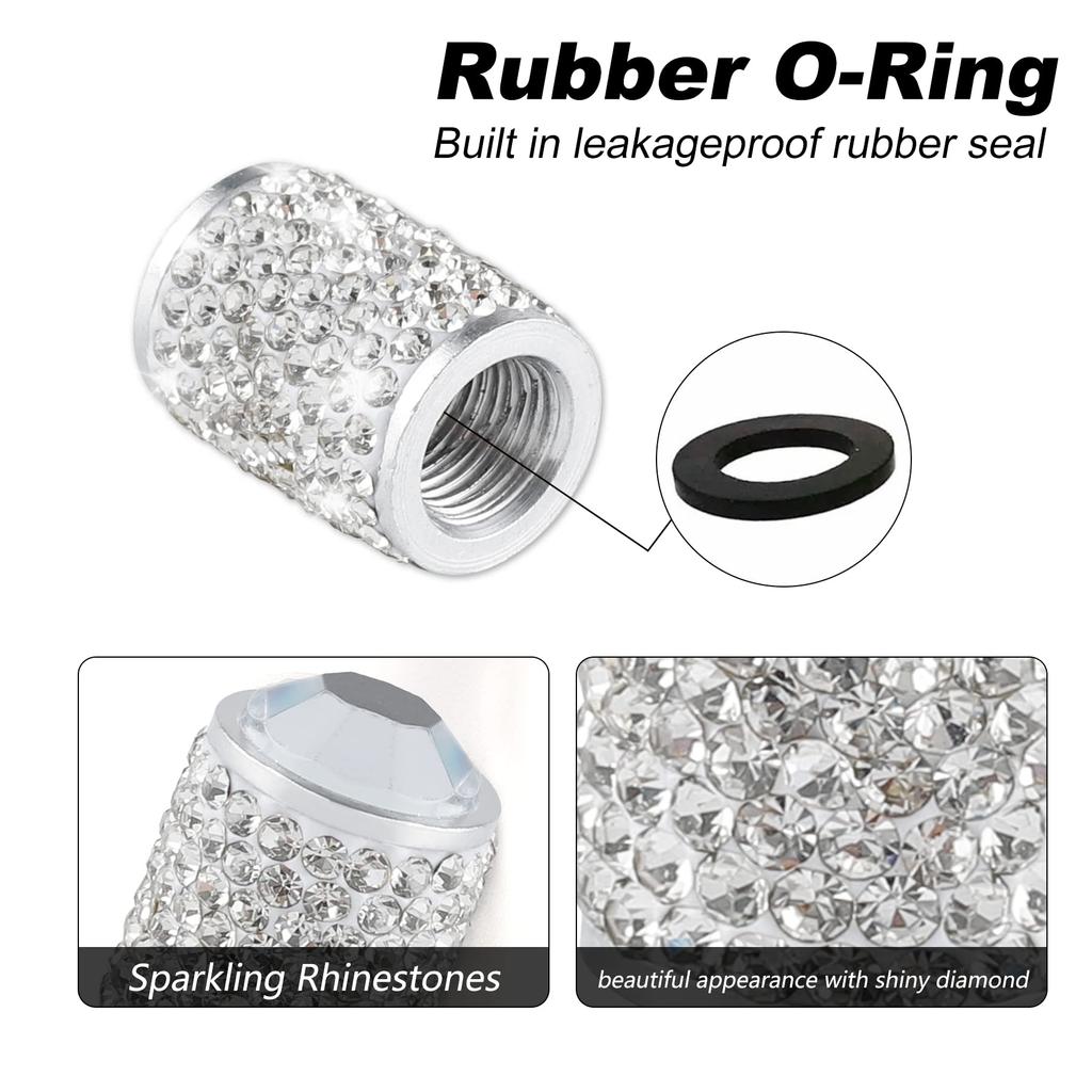 alpmosn Car Wheel Tire Valve Caps 4pcs Bling Tire Valve Caps Crystal Tire Caps