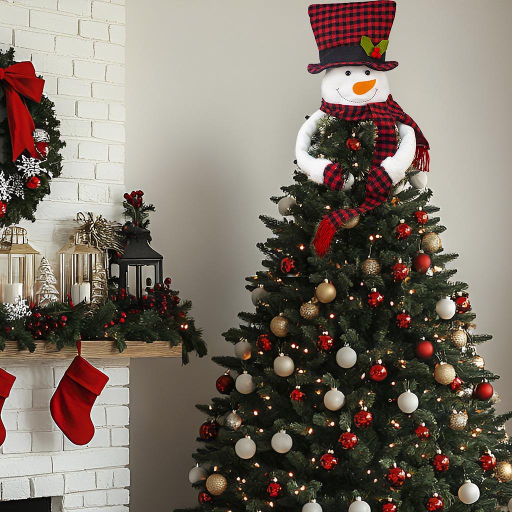 Christmas Tree Topper Santa Claus Snowman Elk Hugger Ornaments Festive Holiday Party Xmas Tree Decoration 37inch