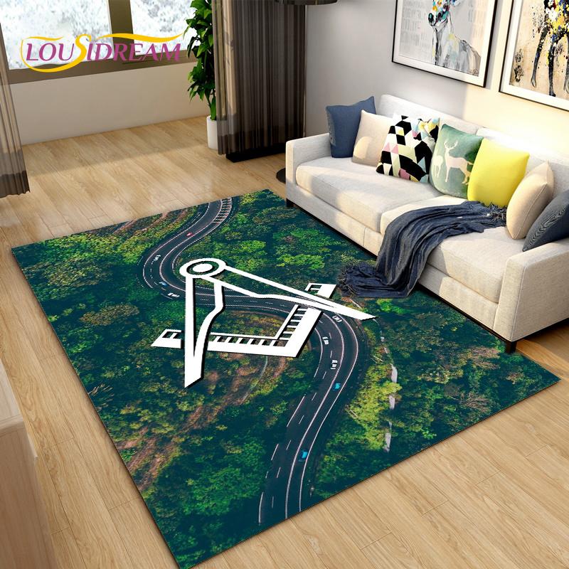 Masonic Carpet Freemason Illuminati Ring Area Rug Large,Carpet All Seeing Eye Rugs Carpets for Living Room,Fitness Pet Floor Mat