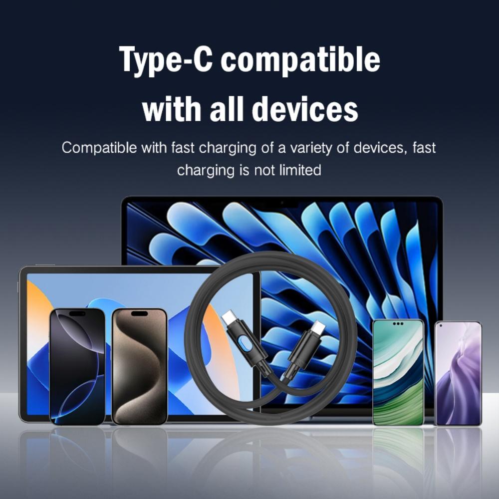 PD 60W USB Type C To Type C Cable Fast Charging Charger Data Cord USB A To Type C Led Indicator Light Quick Charge Cable