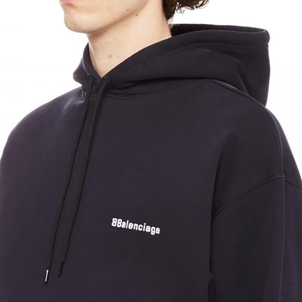 Balenciaga Logo Embroidered Hoodie 'Navy' Men's 570811TKVB53967