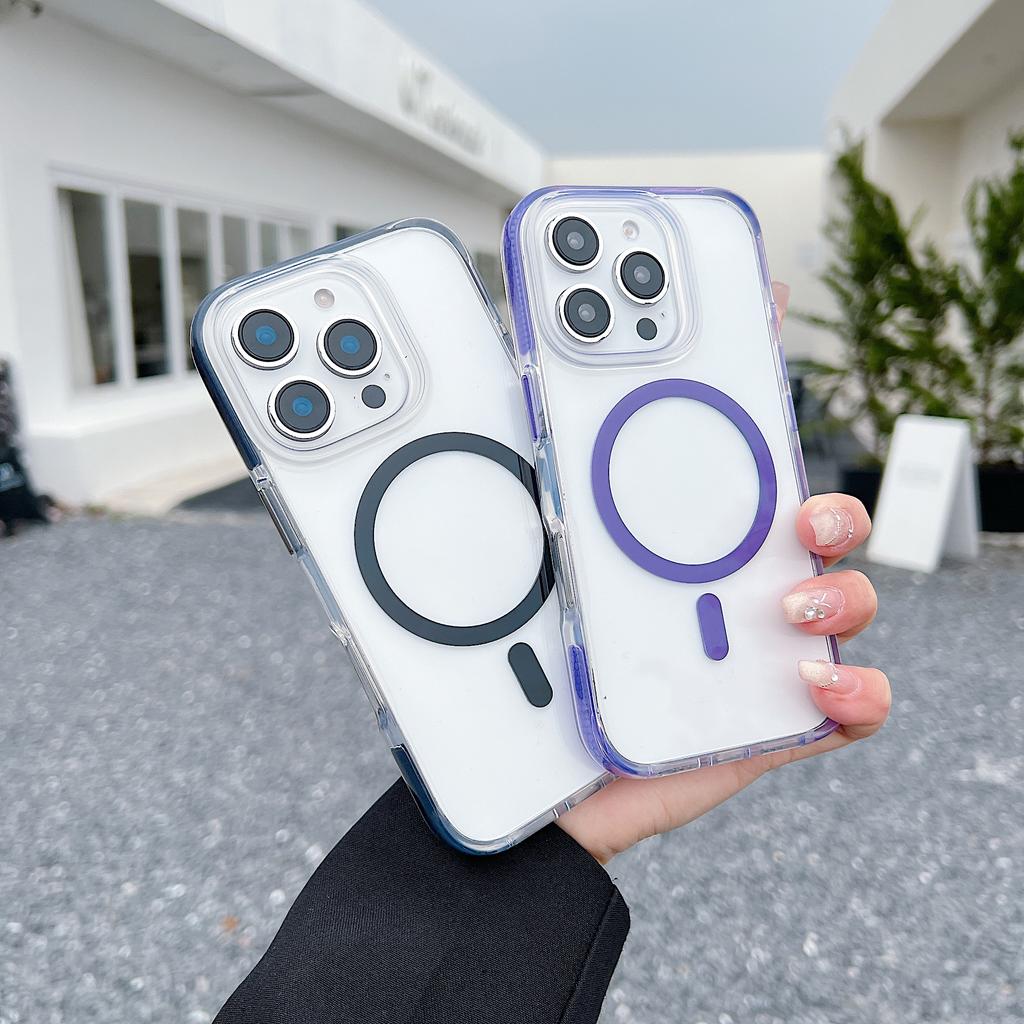 For iPhone 16 Pro Case Compatible with MagSafe Clear TPU Acrylic Phone Back Cover