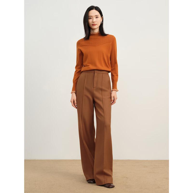 Annacoco Women's Elegant Ruffle Trim Wool Blend Knit Sweater