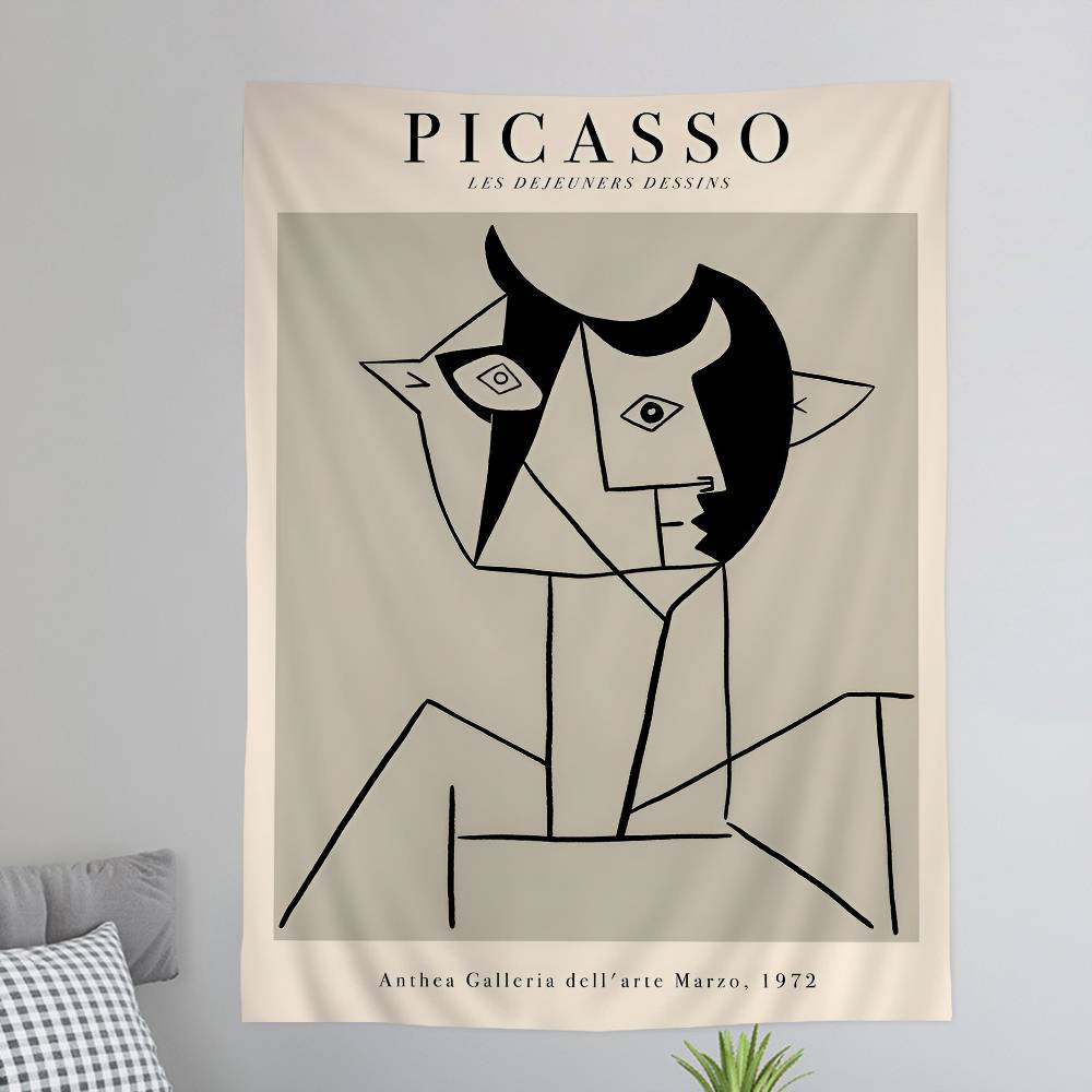 PPicasso Woman Anime Tapestry Hippie Flower Wall Carpets Dorm Decor Wall Hanging Home Decor
