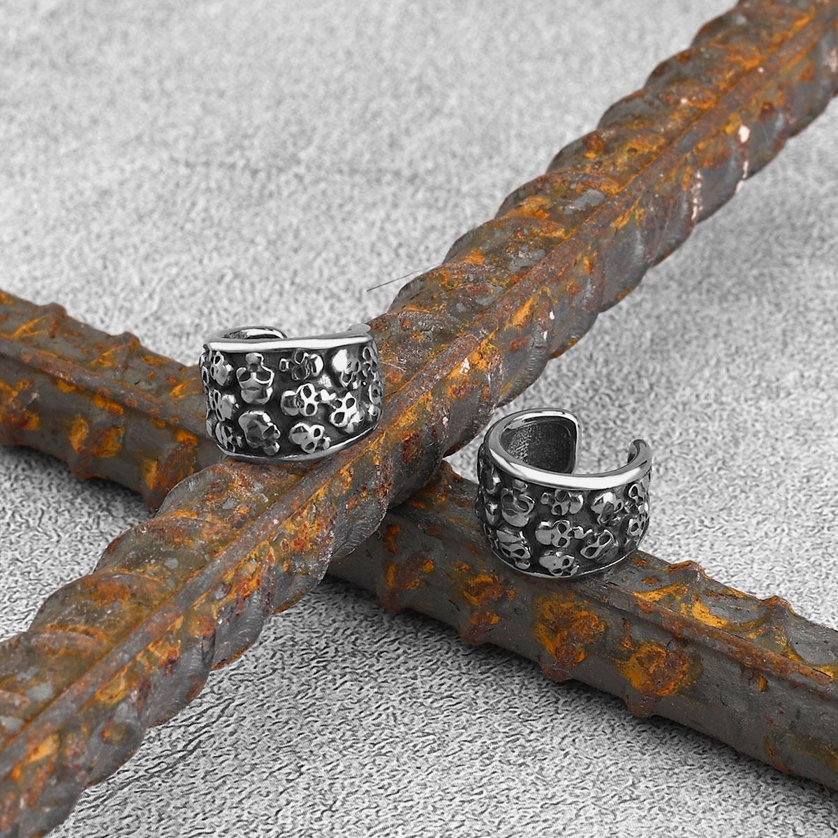 Серьги-клипсы из нержавеющей стали с узором из множества черепов, модные женские аксессуары-каффы без прокола, серьги для девочек на свадебную вечеринку