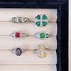 Color Treasure Diamond-Set Open Ring, Light Luxury Retro Niche Design, Unique High-End Sense, Elegant Luxury And Colorful Ring Woman