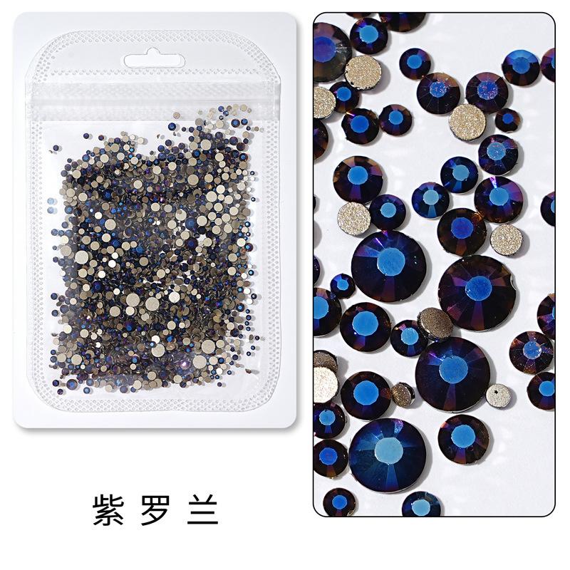 1440 buc, Un pachet întreg de manichiuri colorate, Diamante cu fund plat, Burghie din sticlă de cristal nu pot cădea de pe fund, Bijuterii cu diamante rotunde cu dimensiuni mixte.