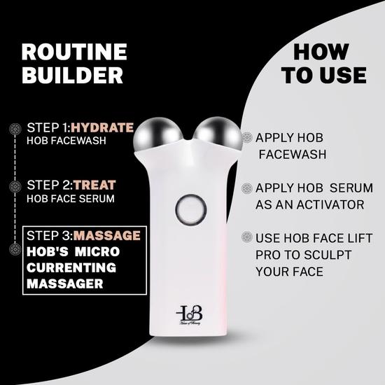 HOUSE OF BEAUTY Face Lift Pro Micro Currenting Face Massager & Collagen Face Serum for Lightening Tone - (Combo Pack of 2)