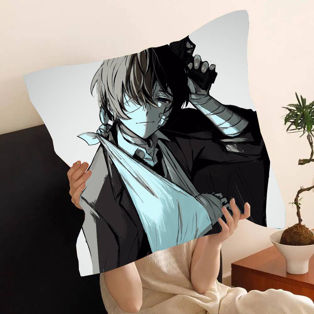 B-Bungo Stray Dogs Anime Pillow Case Fashion Square Pillowcase Bedroom Sofa Room Ins Decoration Leisure