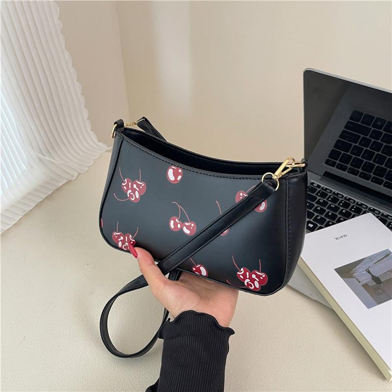 

New Cherry Crossbody Bag Crescent Bag Fashion Underarm Bag Versatile Bag Shoulder Bag Underarm Bag Women s Bag чёрный