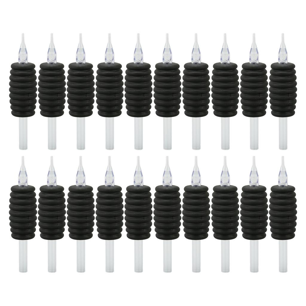 20pcs Tattoo Tube Grip Black 5RT Silicone Lightweight Stable Disposable Tattoo Tip Tubes 0.98in