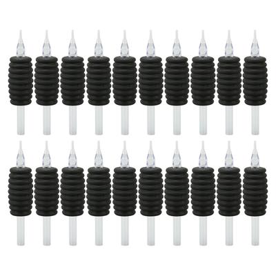20pcs Tattoo Tube Grip Black 5RT Silicone Lightweight Stable Disposable Tattoo Tip Tubes 0.98in