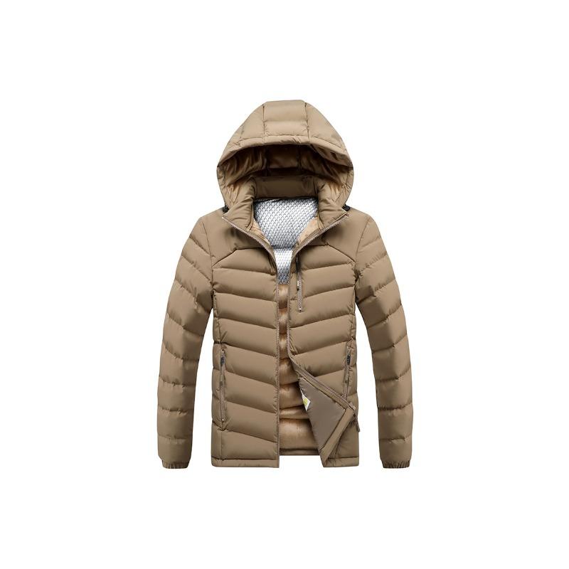 

Cotton-padded men s winter solid color graphene slim-fit removable cap thickened hooded jacket men s 4XL