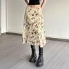Damenmode Bedruckter Milchseidenrock Niedrige Taille Schlankmachend Heißes Mädchen Mittellang