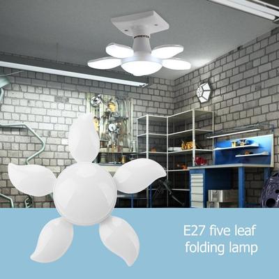 5 Blades Industrial Lighting LED Garage Light Foldable Fans Blade E27 Lamp Head Deformable Folding