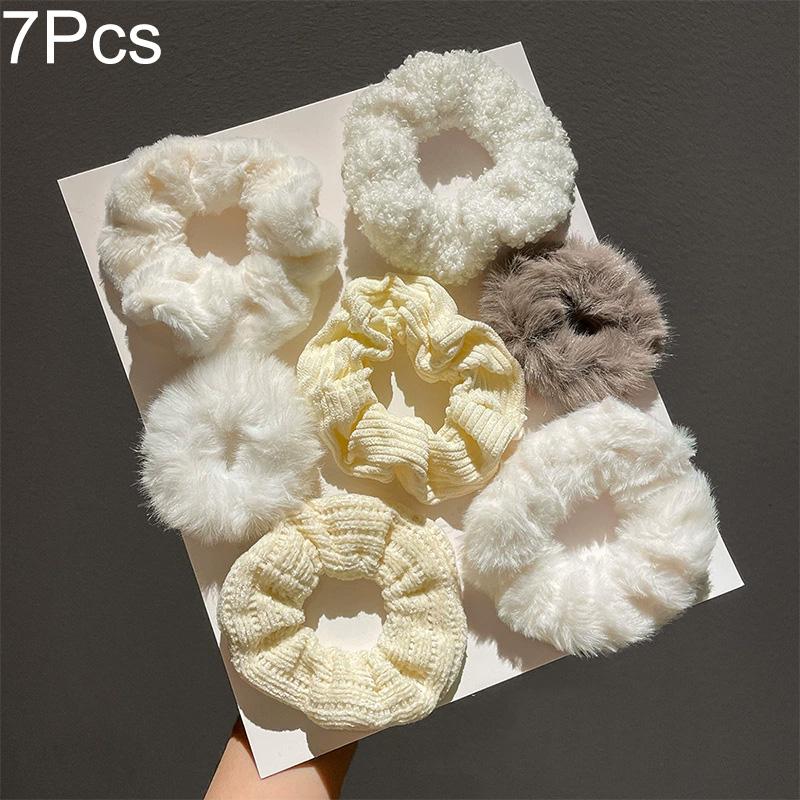 

7 шт./набор Бархатные резинки для волос для девочек, держатель для хвостика, однотонные резинки для волос, аксессуары для волос, женская повязка для волос абрикосовый