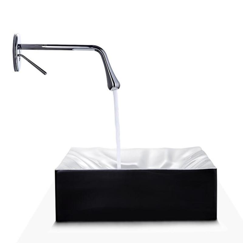 Basin Faucet Single Lever Rotation Wall Mounted  Brass Mixer Tap Bathroom Basin Water Sink Mixer In-Wall Style