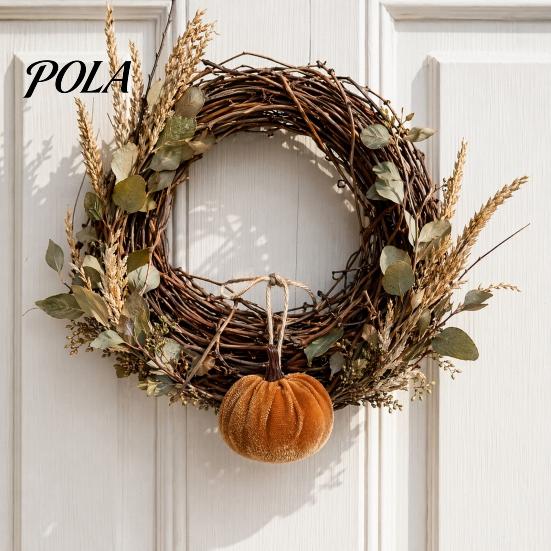 Indoor Autumn Harvest Decoration Velvet Pumpkin Hanging Decor, Fall Ornaments with Caramel And Orange Decor Jute Rope, Thanksgiving Halloween