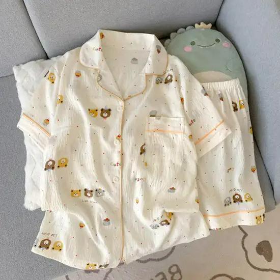 Nuovo Set Pigiama Estivo da Donna in Cotone Nuvola - Carino a Maniche Corte con Pantaloncini