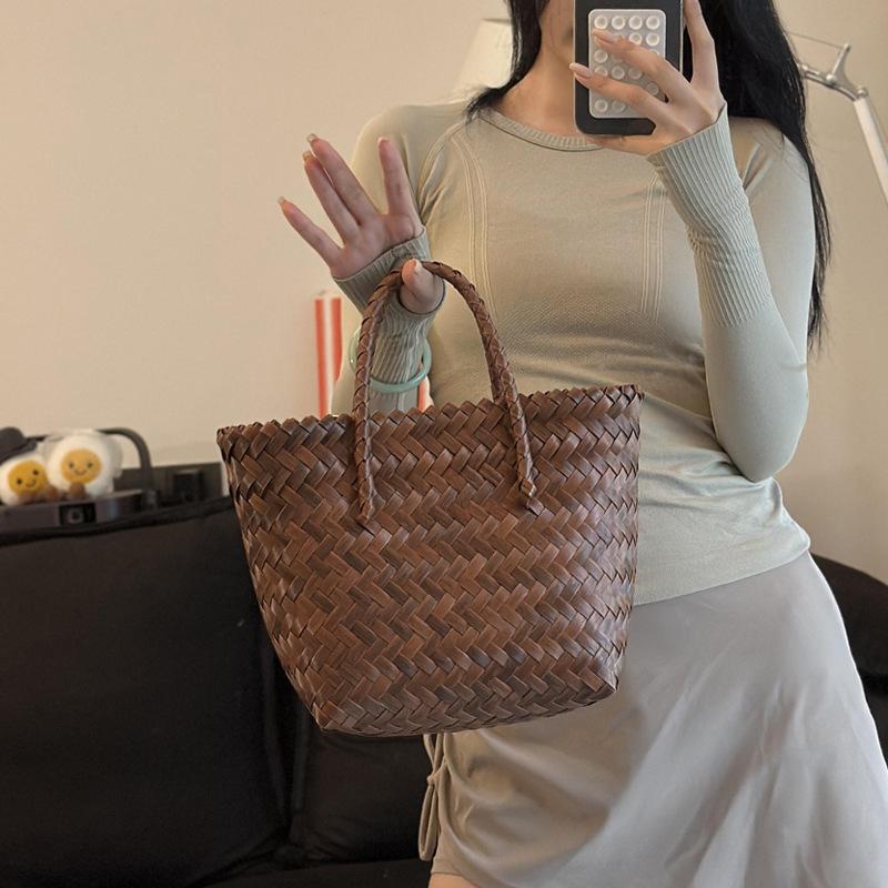 Pure Hand-woven Cabbage Basket Versatile Retro Bamboo Joint Portable Straw Woven Tote Bag Imitation Rattan Woven Gift Bag