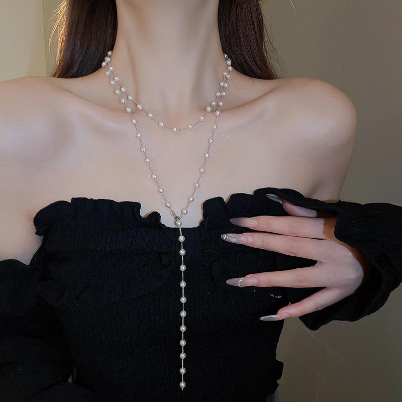 Exquisite Pearl Double-Layered Clavicle Necklace: French Elegance & Light Luxury Design