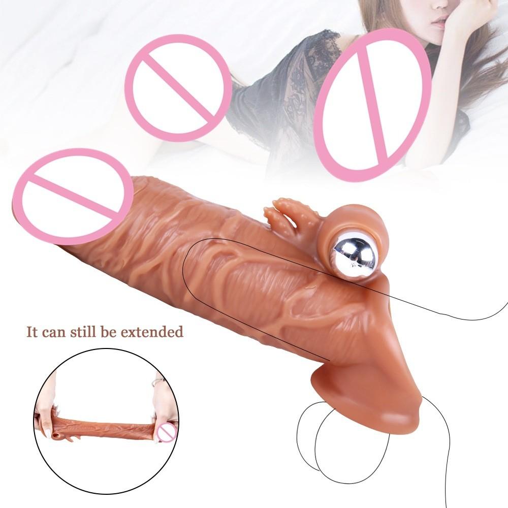 Penis  Reusable Delayed Ejaculation Condom For Men Adult Sex Toys Man Double Vibrator Penis Sleeve Cock Enlargement