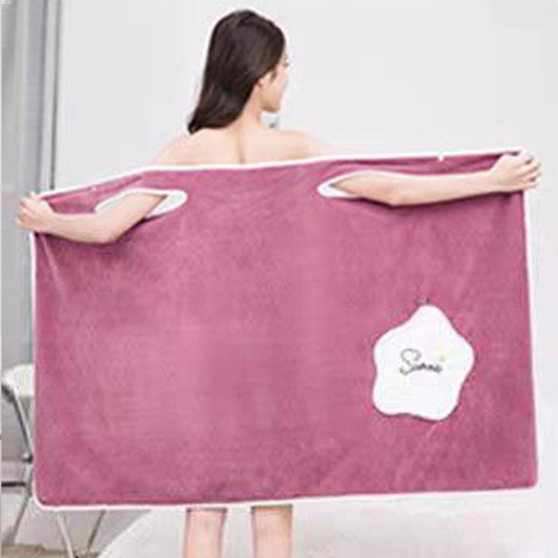 Women's Coral Fleece Wearable Bath Towel - Absorbent, Thick, No-Shed Bath Skirt Robe