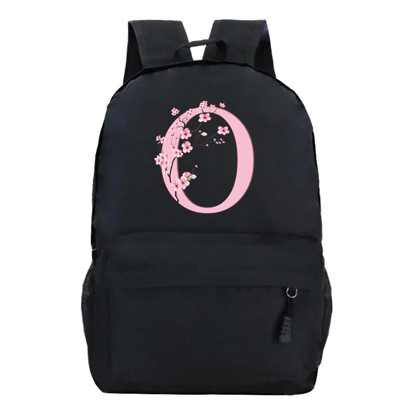Back To School Rucksacks Trend Graphic Flower Alphabet Harajuku Style Trend Open-air Journey Knapsack Zip Laptop Bagpack