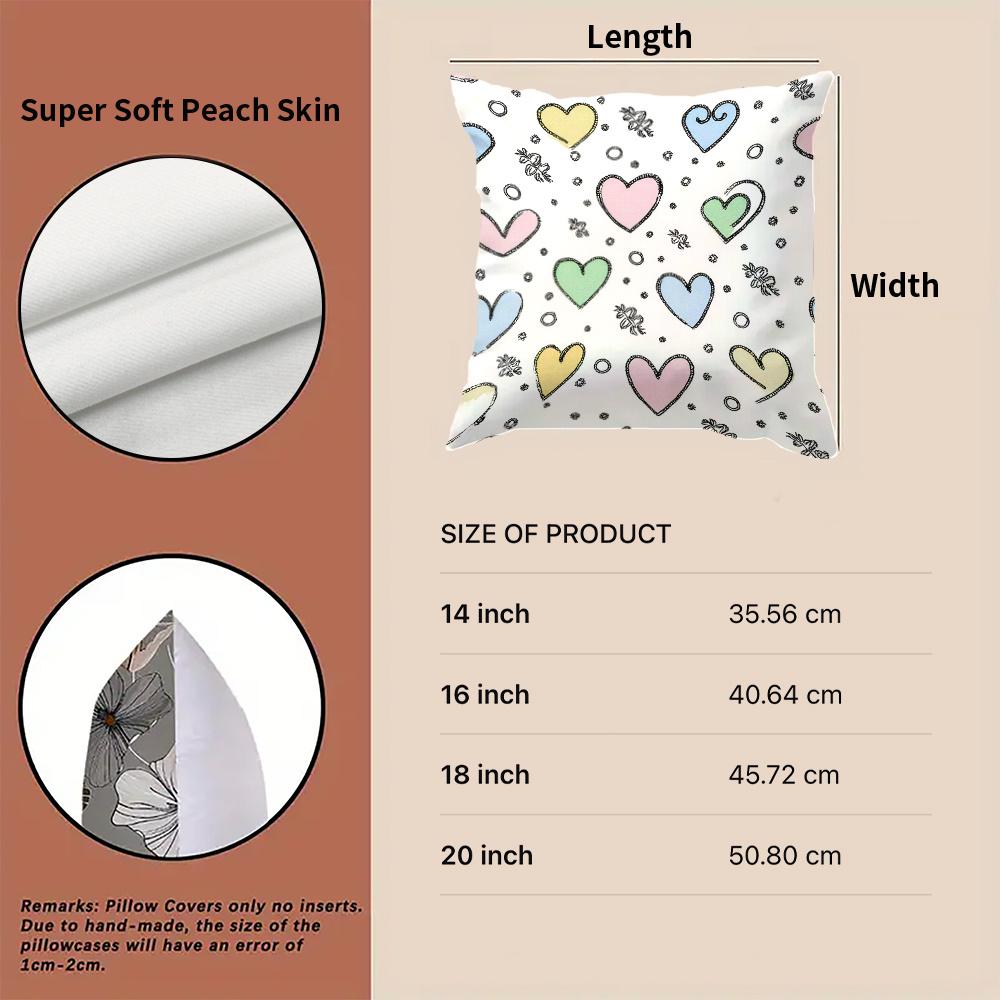4pcs, Valentine's Day, Home and Kitchen Supplies, Bedding, Home Decor, Cushion Covers, and Accessories, Pillow Covers, Heart - Themed, Colorful Heart