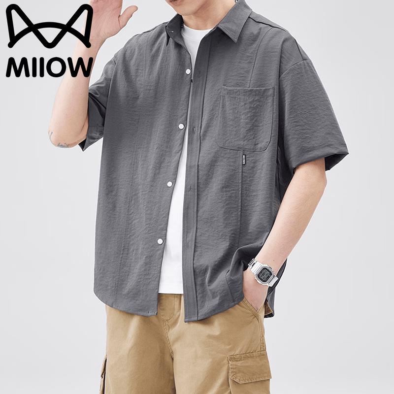 MiiOW Men s Short-Sleeve Lapel Casual Shirt 2XL