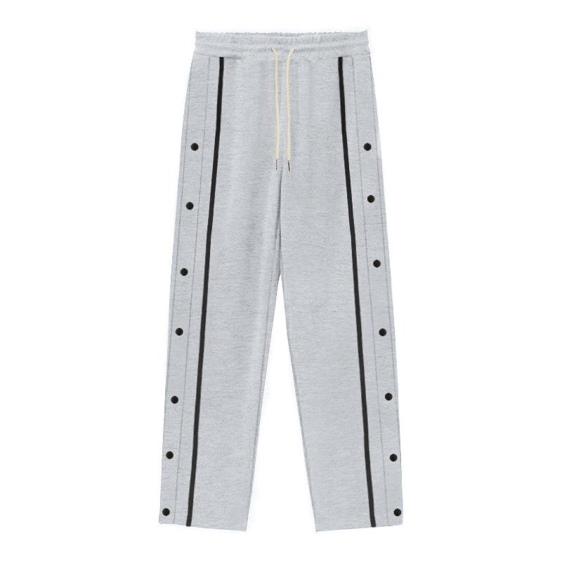 New Men Casual Sports Breasted Pants Men's Jogger Button Loose Straight Drawstring Oversized Loose Trousers