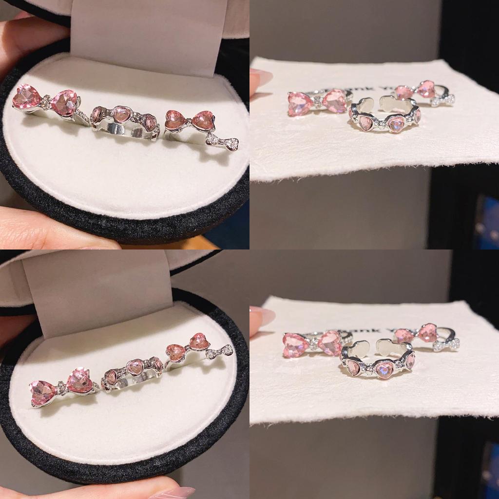 Jewelry Butterfly Bow Ring Set With Rhinestones For Women Fashion Accessories