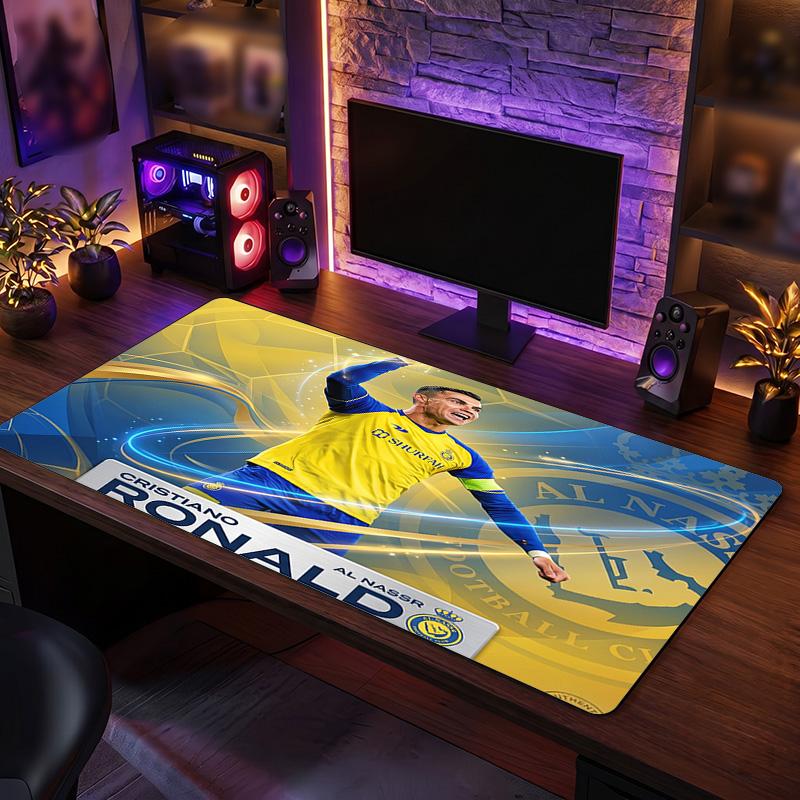 Tappetino Mouse Scudo Cristiano Ronaldo, Tappetino da Scrivania Esteso Antiscivolo in Gomma per Gaming Ufficio Laptop Regalo per Fan