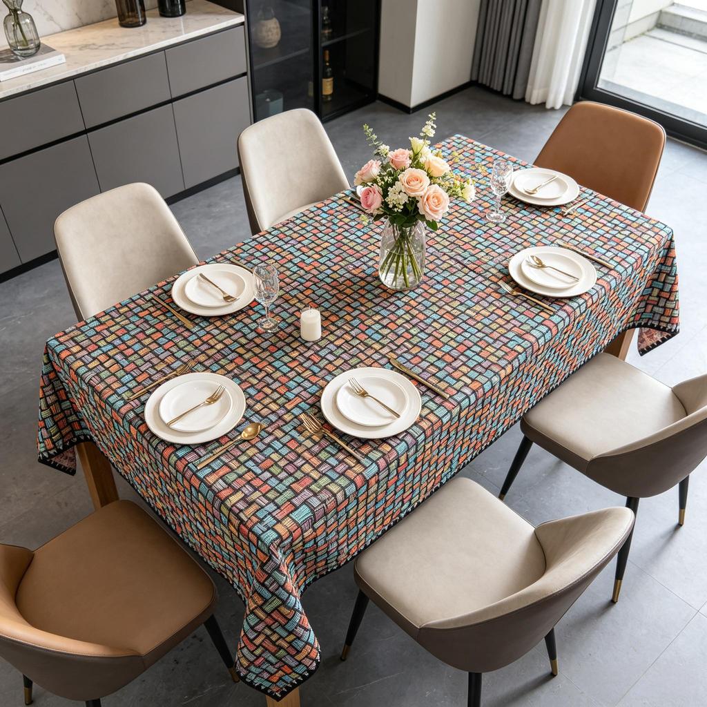 Dining Kitchen Party Daily Household Rectangle Cotton Linen Soft Washable Table Cloth