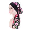 Women's Muslim Hijab Cancer Chemo Caps Flower Print Turban Cap Hair Loss Headscarf Elastic Cotton muslim Hijab Scarf Headwear