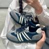 Retro Color Matching Lace-up German Training Shoes Women's 2025 New Versatile Casual Sports Breathable Mesh Forrest Gump White Shoes