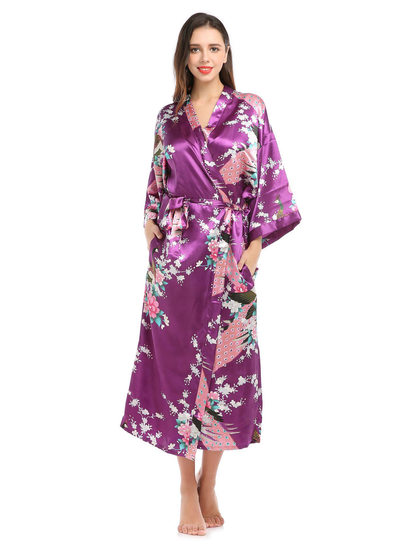 

Длинный летний кардиган-пижама с принтом павлина и карманами Extra Large