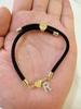 Classic A-Z Initial Heart Bracelet with Zircon on Adjustable Black Cord